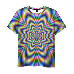 Мужская футболка 3D с принтом Красочная иллюзия , 100% полиэфир | прямой крой, круглый вырез горловины, длина до линии бедер | гипноз | движение | красочный фон | обман зрения | оптическая иллюзия | погружение | текстура | фокус