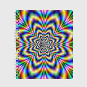 Тетрадь с принтом Красочная иллюзия , 100% бумага | 48 листов, плотность листов — 60 г/м2, плотность картонной обложки — 250 г/м2. Листы скреплены сбоку удобной пружинной спиралью. Уголки страниц и обложки скругленные. Цвет линий — светло-серый
 | гипноз | движение | красочный фон | обман зрения | оптическая иллюзия | погружение | текстура | фокус