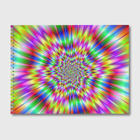 Альбом для рисования с принтом Спектральная иллюзия , 100% бумага
 | матовая бумага, плотность 200 мг. | взрыв | гипноз | движение | краски | красочный фон | обман зрения | оптическая иллюзия | погружение | текстура | фокус | цветовой спектр