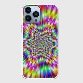 Чехол для iPhone 13 Pro Max с принтом Спектральная иллюзия ,  |  | Тематика изображения на принте: взрыв | гипноз | движение | краски | красочный фон | обман зрения | оптическая иллюзия | погружение | текстура | фокус | цветовой спектр