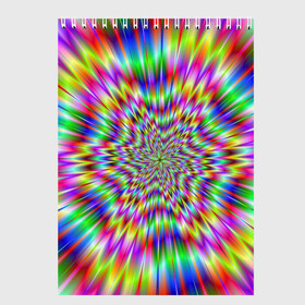 Скетчбук с принтом Спектральная иллюзия , 100% бумага
 | 48 листов, плотность листов — 100 г/м2, плотность картонной обложки — 250 г/м2. Листы скреплены сверху удобной пружинной спиралью | взрыв | гипноз | движение | краски | красочный фон | обман зрения | оптическая иллюзия | погружение | текстура | фокус | цветовой спектр