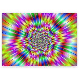 Поздравительная открытка с принтом Спектральная иллюзия , 100% бумага | плотность бумаги 280 г/м2, матовая, на обратной стороне линовка и место для марки
 | взрыв | гипноз | движение | краски | красочный фон | обман зрения | оптическая иллюзия | погружение | текстура | фокус | цветовой спектр