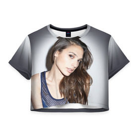Женская футболка 3D укороченная с принтом Галь Гадот , 100% полиэстер | круглая горловина, длина футболки до линии талии, рукава с отворотами | gal gadot | актриса