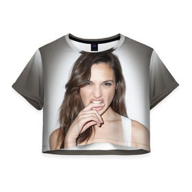 Женская футболка 3D укороченная с принтом Галь Гадот , 100% полиэстер | круглая горловина, длина футболки до линии талии, рукава с отворотами | gal gadot | израильская актриса