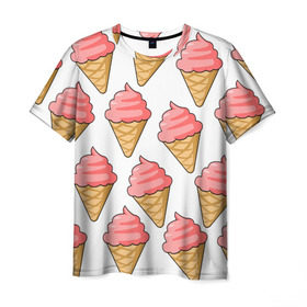 Мужская футболка 3D с принтом Мороженки , 100% полиэфир | прямой крой, круглый вырез горловины, длина до линии бедер | девушкам | мороженка | мороженое | сладкая