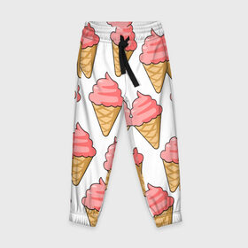 Детские брюки 3D с принтом Мороженки , 100% полиэстер | манжеты по низу, эластичный пояс регулируется шнурком, по бокам два кармана без застежек, внутренняя часть кармана из мелкой сетки | девушкам | мороженка | мороженое | сладкая