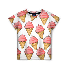 Детская футболка 3D с принтом Мороженки , 100% гипоаллергенный полиэфир | прямой крой, круглый вырез горловины, длина до линии бедер, чуть спущенное плечо, ткань немного тянется | девушкам | мороженка | мороженое | сладкая