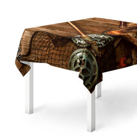 Скатерть 3D с принтом Рыбацкий стол , 100% полиэстер (ткань не мнется и не растягивается) | Размер: 150*150 см | грузило | карась | лодка | окунь | природа | река | рыбак | рыболов | снасти | туризм | щука