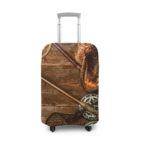 Чехол для чемодана 3D с принтом Рыбацкий стол , 86% полиэфир, 14% спандекс | двустороннее нанесение принта, прорези для ручек и колес | грузило | карась | лодка | окунь | природа | река | рыбак | рыболов | снасти | туризм | щука