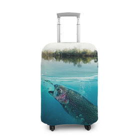 Чехол для чемодана 3D с принтом Рыбалка , 86% полиэфир, 14% спандекс | двустороннее нанесение принта, прорези для ручек и колес | грузило | карась | лодка | окунь | природа | река | рыбак | рыболов | снасти | туризм | щука