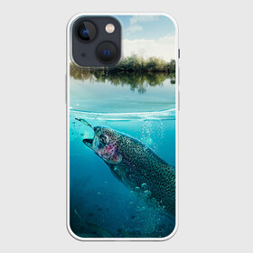 Чехол для iPhone 13 mini с принтом Рыбалка ,  |  | грузило | карась | лодка | окунь | природа | река | рыбак | рыболов | снасти | туризм | щука