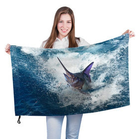 Флаг 3D с принтом Рыбалка 1 , 100% полиэстер | плотность ткани — 95 г/м2, размер — 67 х 109 см. Принт наносится с одной стороны | грузило | карась | лодка | окунь | природа | река | рыбак | рыболов | снасти | туризм | щука