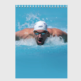 Скетчбук с принтом Michael Phelps , 100% бумага
 | 48 листов, плотность листов — 100 г/м2, плотность картонной обложки — 250 г/м2. Листы скреплены сверху удобной пружинной спиралью | Тематика изображения на принте: 