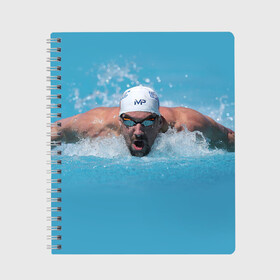 Тетрадь с принтом Michael Phelps , 100% бумага | 48 листов, плотность листов — 60 г/м2, плотность картонной обложки — 250 г/м2. Листы скреплены сбоку удобной пружинной спиралью. Уголки страниц и обложки скругленные. Цвет линий — светло-серый
 | 