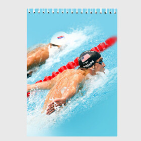 Скетчбук с принтом Michael Phelps , 100% бумага
 | 48 листов, плотность листов — 100 г/м2, плотность картонной обложки — 250 г/м2. Листы скреплены сверху удобной пружинной спиралью | фелпс