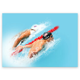 Поздравительная открытка с принтом Michael Phelps , 100% бумага | плотность бумаги 280 г/м2, матовая, на обратной стороне линовка и место для марки
 | Тематика изображения на принте: фелпс