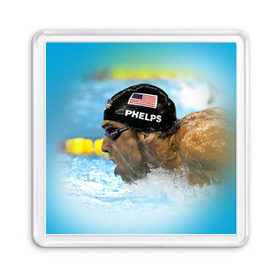 Магнит 55*55 с принтом Michael Phelps , Пластик | Размер: 65*65 мм; Размер печати: 55*55 мм | 