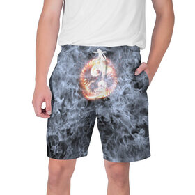 Мужские шорты 3D с принтом Феникс ,  полиэстер 100% | прямой крой, два кармана без застежек по бокам. Мягкая трикотажная резинка на поясе, внутри которой широкие завязки. Длина чуть выше колен | phoenix | огонь | пламя | птица