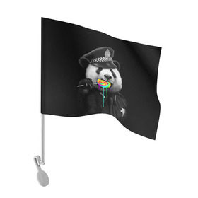 Флаг для автомобиля с принтом Панда и карамель , 100% полиэстер | Размер: 30*21 см | панда | черно белый