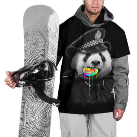 Накидка на куртку 3D с принтом Панда и карамель , 100% полиэстер |  | панда | черно белый