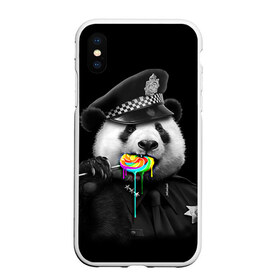 Чехол для iPhone XS Max матовый с принтом Панда и карамель , Силикон | Область печати: задняя сторона чехла, без боковых панелей | панда | черно белый