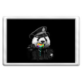 Магнит 45*70 с принтом Панда и карамель , Пластик | Размер: 78*52 мм; Размер печати: 70*45 | панда | черно белый
