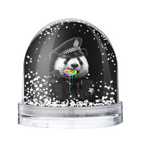 Снежный шар с принтом Панда и карамель , Пластик | Изображение внутри шара печатается на глянцевой фотобумаге с двух сторон | панда | черно белый