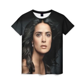 Женская футболка 3D с принтом Сальма Хайек , 100% полиэфир ( синтетическое хлопкоподобное полотно) | прямой крой, круглый вырез горловины, длина до линии бедер | salma hayek | актриса | мексикано американская | певица | продюсер | режиссёр | сальма хайек