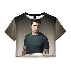 Женская футболка 3D укороченная с принтом Том Круз , 100% полиэстер | круглая горловина, длина футболки до линии талии, рукава с отворотами | tom cruise | американский актёр | кинорежиссёр | продюсер | сценарист | том круз