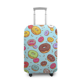 Чехол для чемодана 3D с принтом Пончики Пончики , 86% полиэфир, 14% спандекс | двустороннее нанесение принта, прорези для ручек и колес | пончик