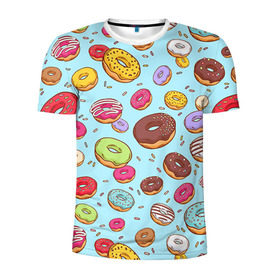 Мужская футболка 3D спортивная с принтом Пончики Пончики , 100% полиэстер с улучшенными характеристиками | приталенный силуэт, круглая горловина, широкие плечи, сужается к линии бедра | пончик