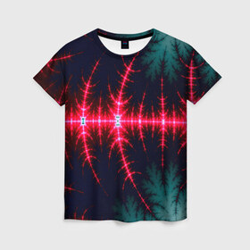 Женская футболка 3D с принтом Звуковые волны , 100% полиэфир ( синтетическое хлопкоподобное полотно) | прямой крой, круглый вырез горловины, длина до линии бедер | абстракт | абстракции | иллюзия | прикольные | текстуры