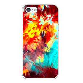 Чехол силиконовый для Телефон Apple iPhone 5/5S с принтом Абстракция красок , Силикон | Область печати: задняя сторона чехла, без боковых панелей | rainbow | краска | прикольные | радуга | текстуры | штрихи