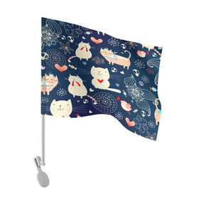 Флаг для автомобиля с принтом Котятки , 100% полиэстер | Размер: 30*21 см | кот | котята | кошка | паттерн