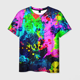 Мужская футболка 3D с принтом Пятна краски , 100% полиэфир | прямой крой, круглый вырез горловины, длина до линии бедер | гранж | краска | новые | прикольные | текстуры | цветные
