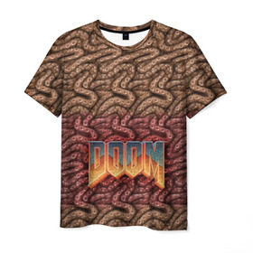 Мужская футболка 3D с принтом Doom (щупальца) , 100% полиэфир | прямой крой, круглый вырез горловины, длина до линии бедер | Тематика изображения на принте: извилины | мозги | осьминог