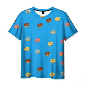 Мужская футболка 3D с принтом Пончики , 100% полиэфир | прямой крой, круглый вырез горловины, длина до линии бедер | Тематика изображения на принте: donut | гомер | еда | пончики | симпсон | фаст