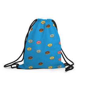 Рюкзак-мешок 3D с принтом Пончики , 100% полиэстер | плотность ткани — 200 г/м2, размер — 35 х 45 см; лямки — толстые шнурки, застежка на шнуровке, без карманов и подкладки | donut | гомер | еда | пончики | симпсон | фаст
