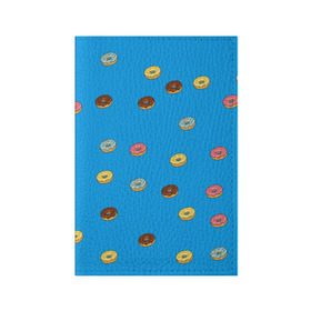 Обложка для паспорта матовая кожа с принтом Пончики , натуральная матовая кожа | размер 19,3 х 13,7 см; прозрачные пластиковые крепления | Тематика изображения на принте: donut | гомер | еда | пончики | симпсон | фаст