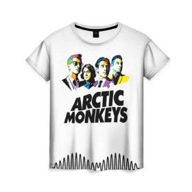 Женская футболка 3D с принтом Arctic Monkeys 2 , 100% полиэфир ( синтетическое хлопкоподобное полотно) | прямой крой, круглый вырез горловины, длина до линии бедер | am | arctic | arctic monkeys | monkeys | rock | алекс тёрнер | амы | арктические мартышки | джейми кук | мартышки | мэтт хелдерс. ам | ник омэлли | ник о’мэлли | рок