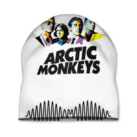 Шапка 3D с принтом Arctic Monkeys 2 , 100% полиэстер | универсальный размер, печать по всей поверхности изделия | am | arctic | arctic monkeys | monkeys | rock | алекс тёрнер | амы | арктические мартышки | джейми кук | мартышки | мэтт хелдерс. ам | ник омэлли | ник о’мэлли | рок