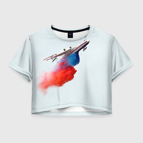 Женская футболка 3D укороченная с принтом Самолет Мчс 1 , 100% полиэстер | круглая горловина, длина футболки до линии талии, рукава с отворотами | армия | армия россии | военная | военная техника | самолет | самолеты | техника