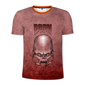 Мужская футболка 3D спортивная с принтом Демон (Doom classic) , 100% полиэстер с улучшенными характеристиками | приталенный силуэт, круглая горловина, широкие плечи, сужается к линии бедра | Тематика изображения на принте: розовый | скелет | череп