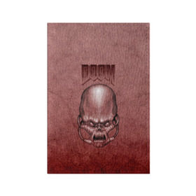 Обложка для паспорта матовая кожа с принтом Демон (Doom classic) , натуральная матовая кожа | размер 19,3 х 13,7 см; прозрачные пластиковые крепления | розовый | скелет | череп