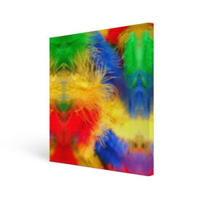 Холст квадратный с принтом Цветные перья , 100% ПВХ |  | перья | радуга | спектр | фон | цвета | цветные | яркие