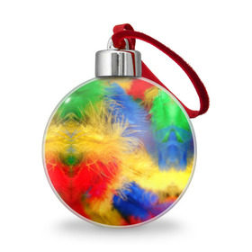 Ёлочный шар с принтом Цветные перья , Пластик | Диаметр: 77 мм | Тематика изображения на принте: перья | радуга | спектр | фон | цвета | цветные | яркие