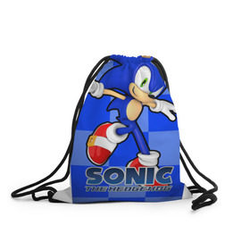 Рюкзак-мешок 3D с принтом Sonic The-Hedgehog , 100% полиэстер | плотность ткани — 200 г/м2, размер — 35 х 45 см; лямки — толстые шнурки, застежка на шнуровке, без карманов и подкладки | Тематика изображения на принте: sega sonic