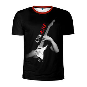 Мужская футболка 3D спортивная с принтом Рок жив (rock alive) , 100% полиэстер с улучшенными характеристиками | приталенный силуэт, круглая горловина, широкие плечи, сужается к линии бедра | rock | рок | рок жив | русский рок