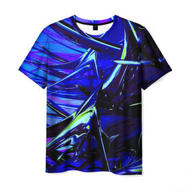 Мужская футболка 3D с принтом Острые шипы , 100% полиэфир | прямой крой, круглый вырез горловины, длина до линии бедер | колючки | металл | прикольные | синие | текстуры | шипы