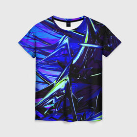 Женская футболка 3D с принтом Острые шипы , 100% полиэфир ( синтетическое хлопкоподобное полотно) | прямой крой, круглый вырез горловины, длина до линии бедер | колючки | металл | прикольные | синие | текстуры | шипы